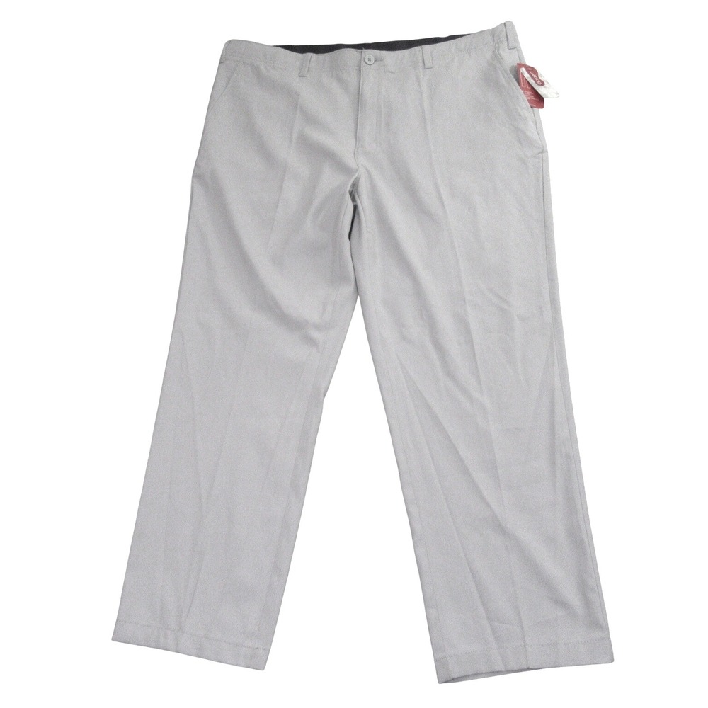 BCG Mens Golf Twill Pants 42 x 30 Light Gray Flex Waistband Stretch Flat Front